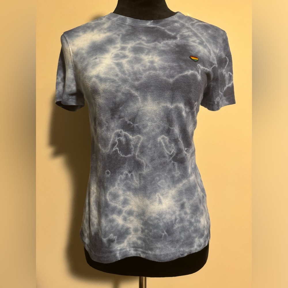 EUC Spiritual Gangster Blue and White Tie Dye Tee size XS